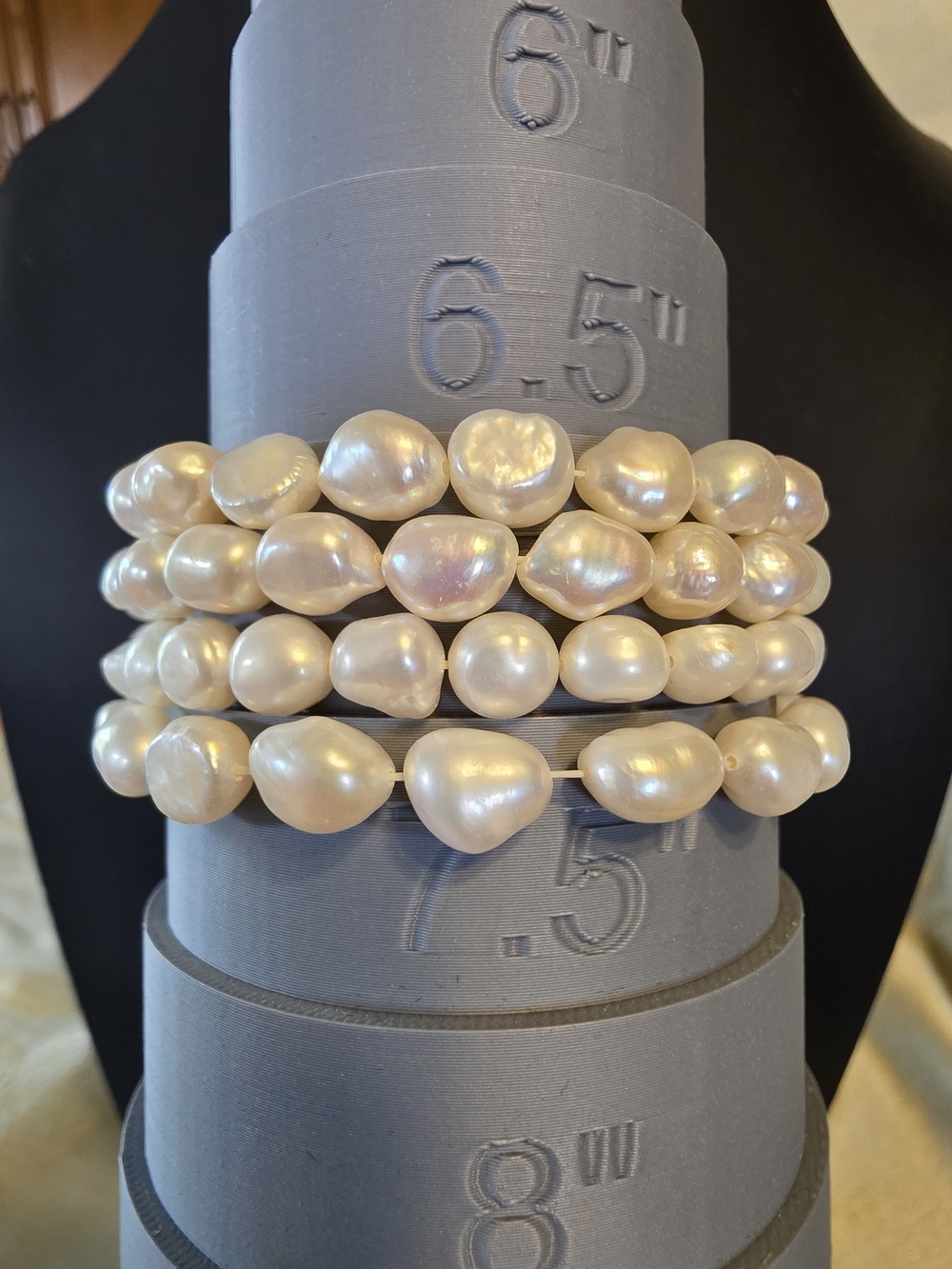 #319 Cultured Pearl Stretch Bracelet Set - Cream Pearlescent Finish